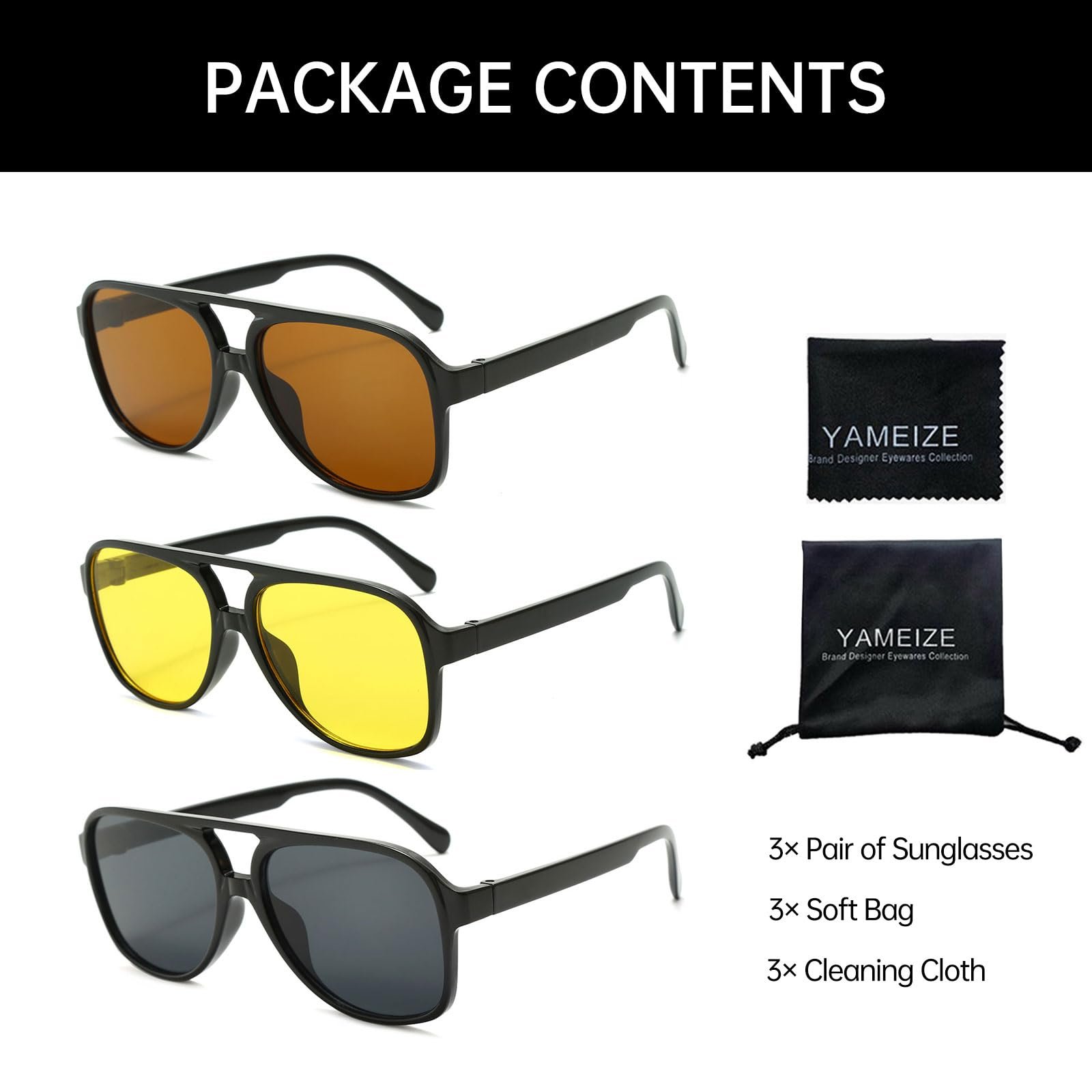 Сонцезахисні окуляри прямокутні YAMEIZE Double Bridge, 6 шт, фото №6