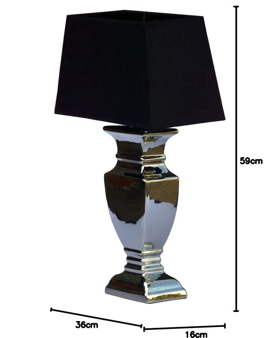 Настільна лампа DRULINE Silver Lady керамічна 59 см чорна срібляста, фото №6