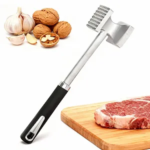 Молоток для мяса Stainless Steel двухсторонний с шипами и гладкой поверхностью нескользящая ручка - Фото 1