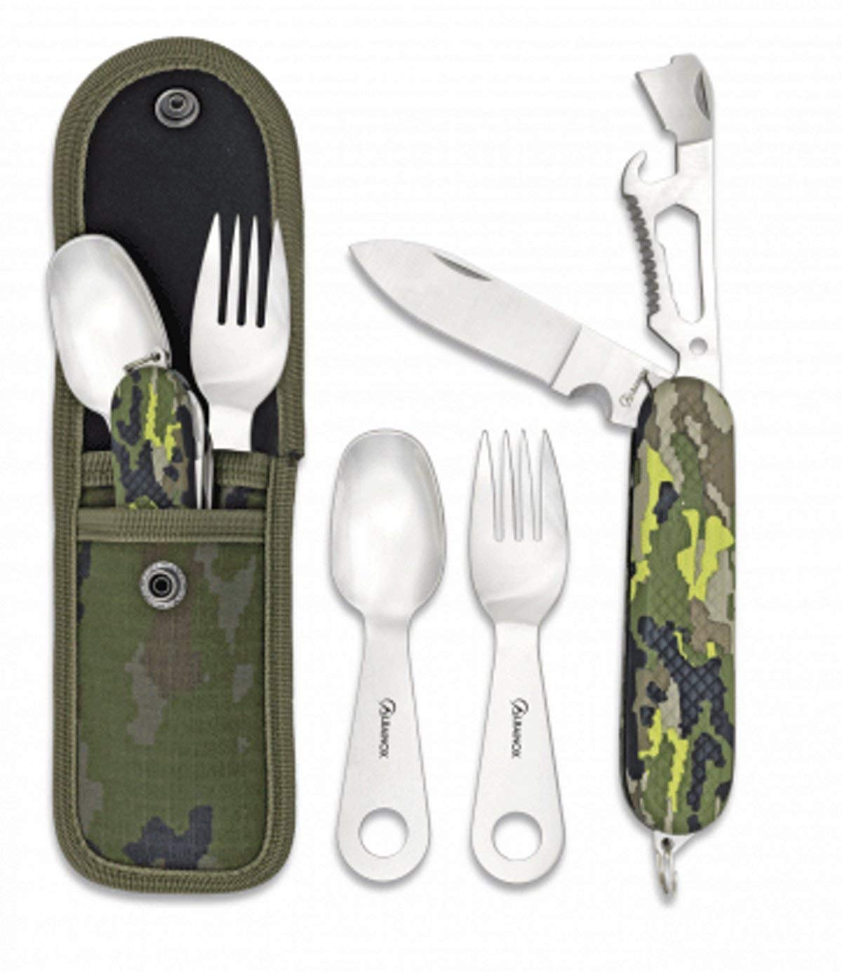 Набор столовых приборов Barbaric Albainox Camping Multicam Green Multicam Green, фото №1