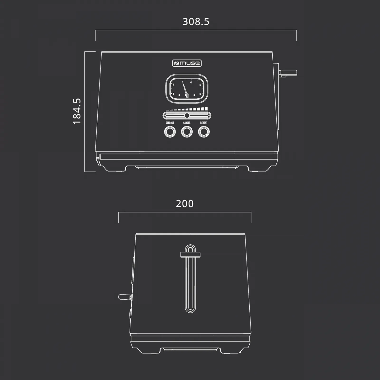 Тостер Muse MS-130 BC, чорний, фото №5