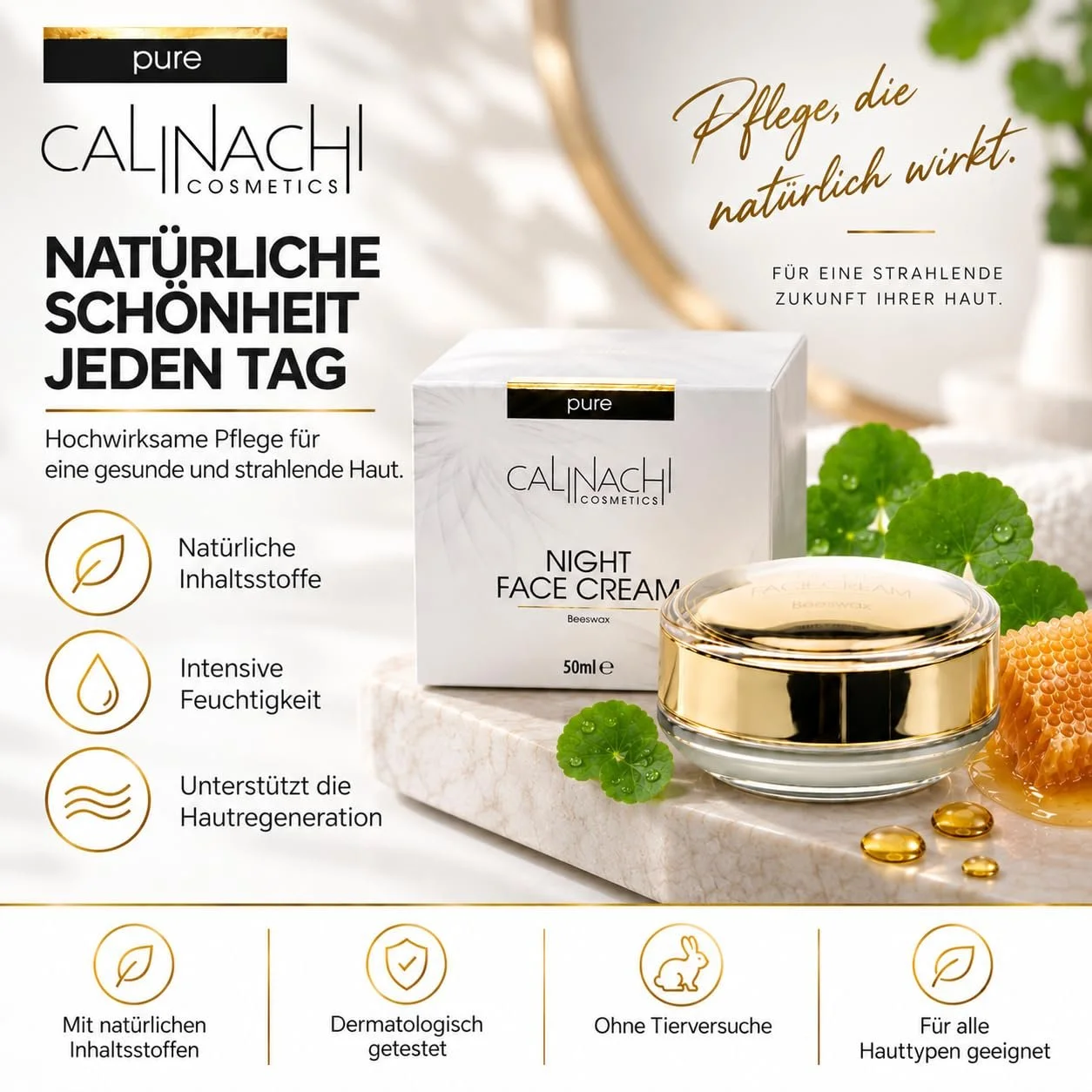 Ночной крем CALINACHI Anti-Ageing Hyaluronic & Vitamin E 50 мл, фото №7