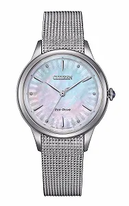 Мужские аналоговые часы CITIZEN EM1150-86D серебристые с ремешком из нержавеющей стали, браслет - Фото 1