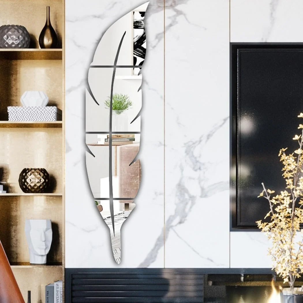 Наклейки на стіну Zoegneer Feather Mirror 6 шт. дзеркальні тривимірні 120x30 см (ліві), фото №7