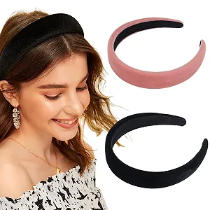 Набір з 2 жіночих обручів на голову Velvet Black + Pink - Фото 1