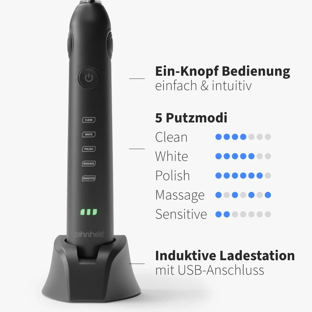 Электрическая звуковая зубная щетка Zahnheld Gero Белая 5 режимов Дорожный футляр, фото №4
