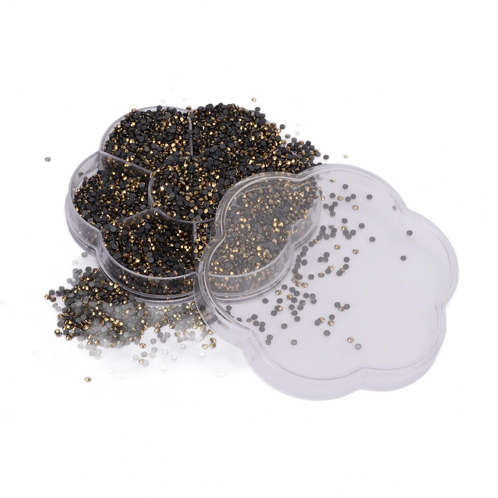 Стразы для ногтей Плоские Разноцветные для дизайна ногтей и украшений, сумок, поделок (Mined Gold), 14400 шт, фото №3