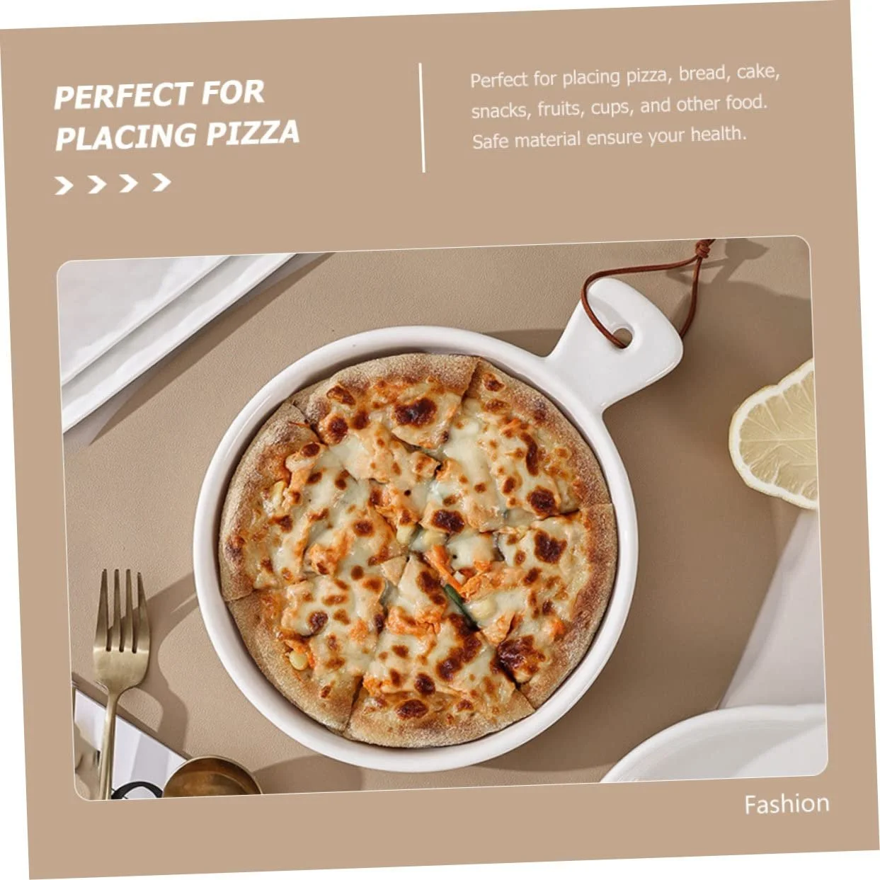 Форма для піци керамічна кругла з ручкою, фото №5