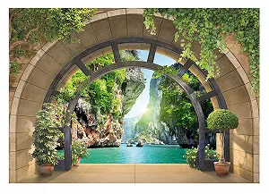 Фотошпалери 11552 VEXXL 3D Effect Window View Флізелінові 3 панелі 312 x 219 см - Фото 1