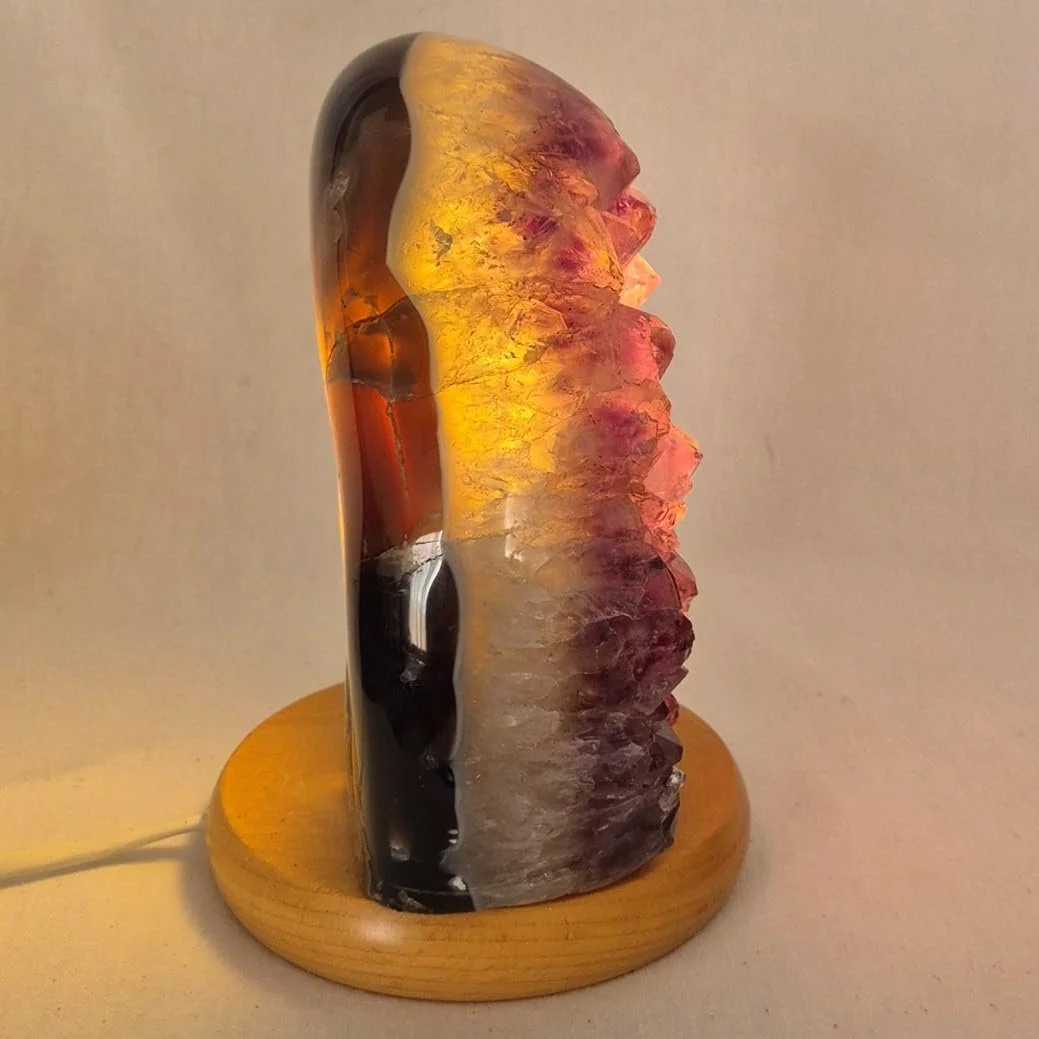 Настільна лампа ручної роботи Amethyst Crystal Medium-224 основа з бука 2 Вт Фіолетова, фото №3