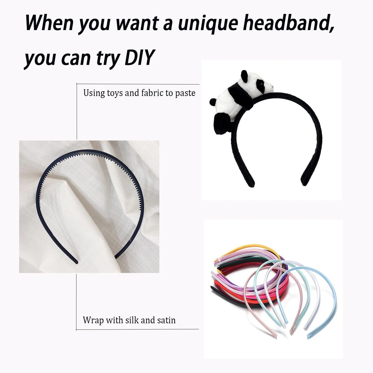 Обруч для волос Пластиковый Черный, набор из 3 штук, фото №5