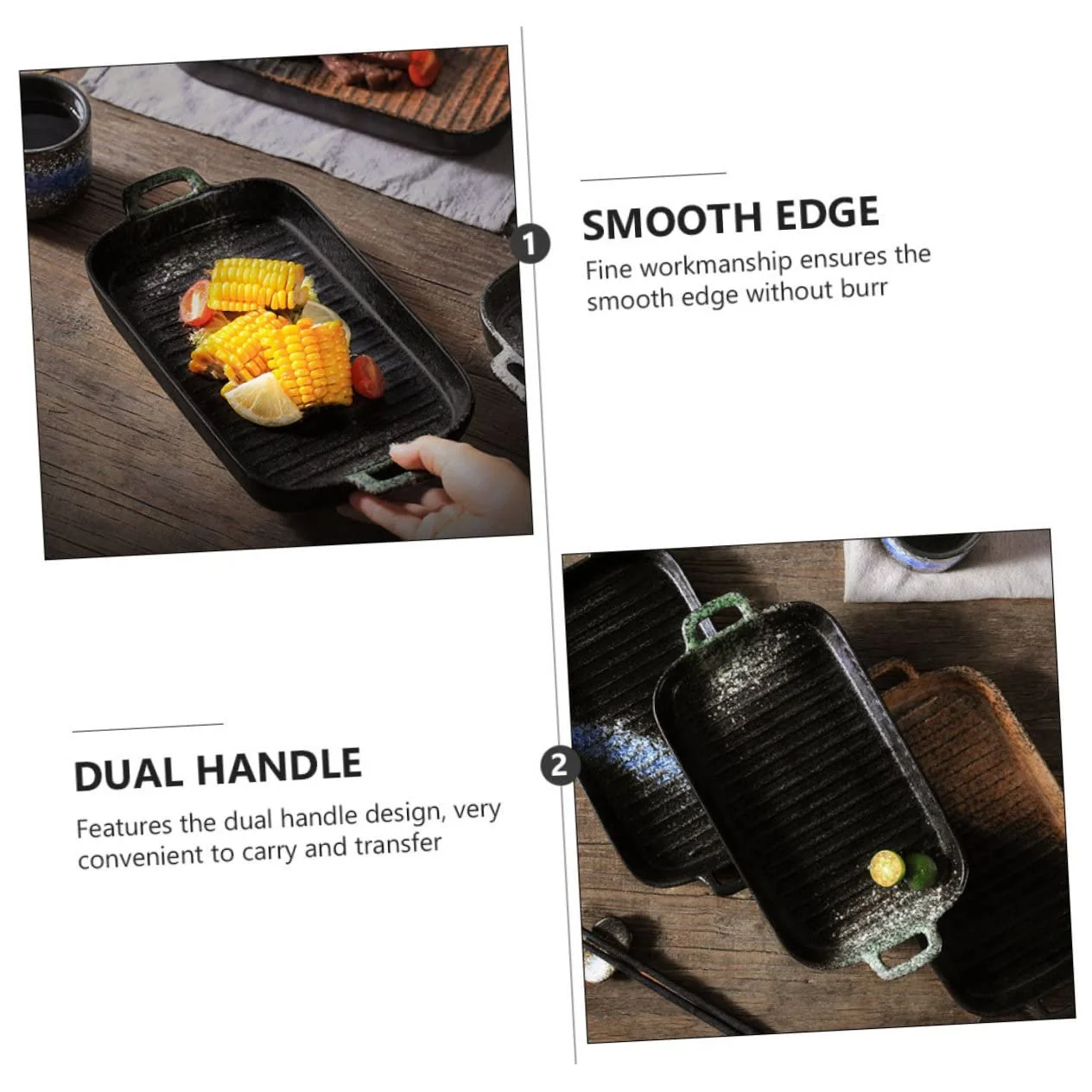 Форма для запекания керамическая круглая винтажная с двумя ручками зеленая, фото №6 Форма для запекания керамическая круглая винтажная с двумя ручками зеленая, фото №6