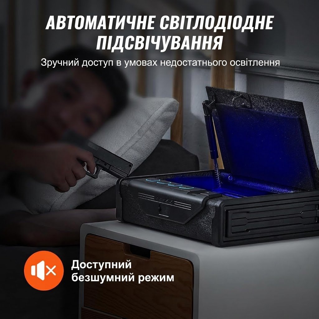 Биометрический сейф для пистолетов VEVOR SS-SQH01 Black, фото №5