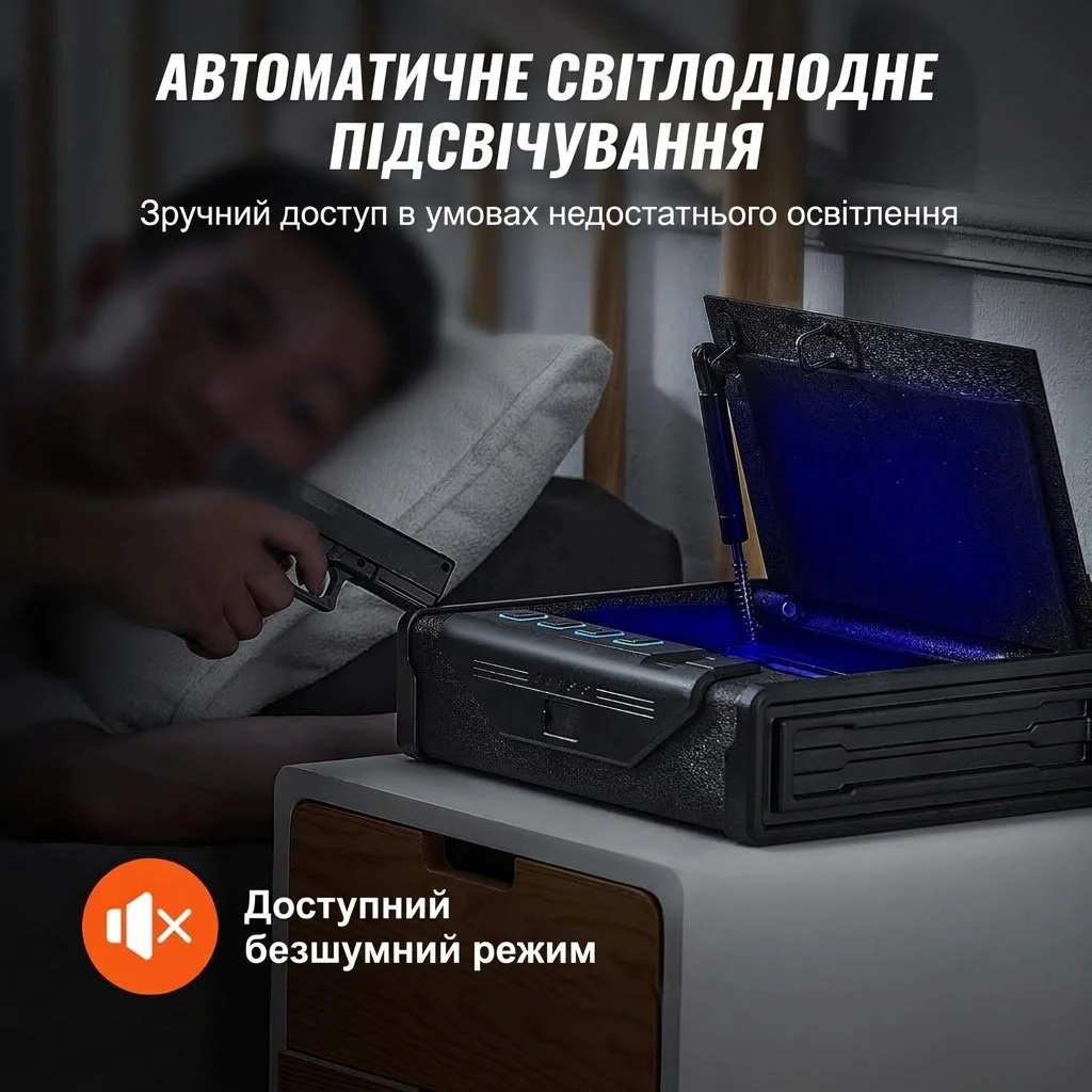 Биометрический сейф для пистолетов VEVOR SS-SQH01 Black, фото №5 Биометрический сейф для пистолетов VEVOR SS-SQH01 Black, фото №5