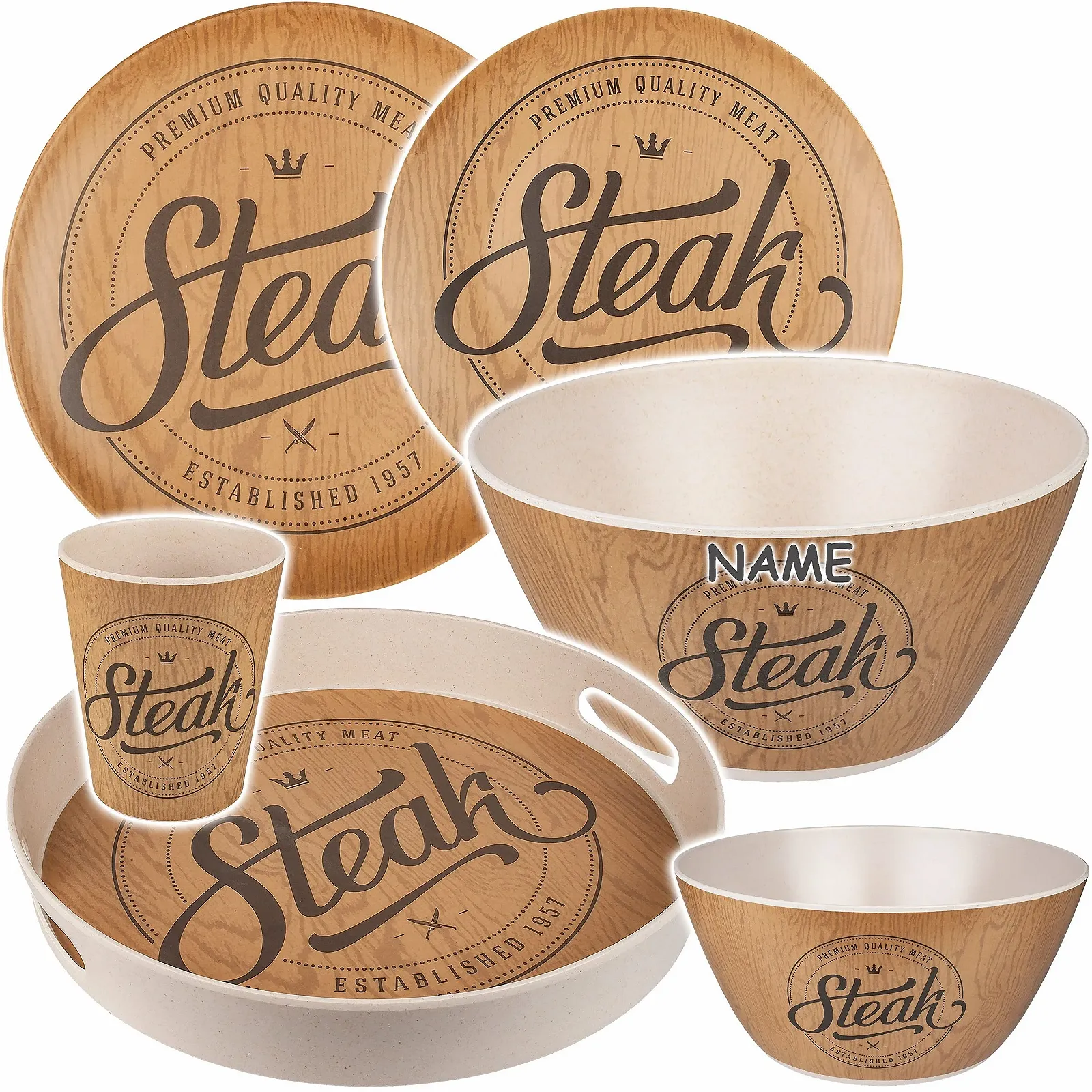 Набір посуду Меламін Premium Quality Steak, 6 предметів, фото №3 Набір посуду Меламін Premium Quality Steak, 6 предметів, фото №3