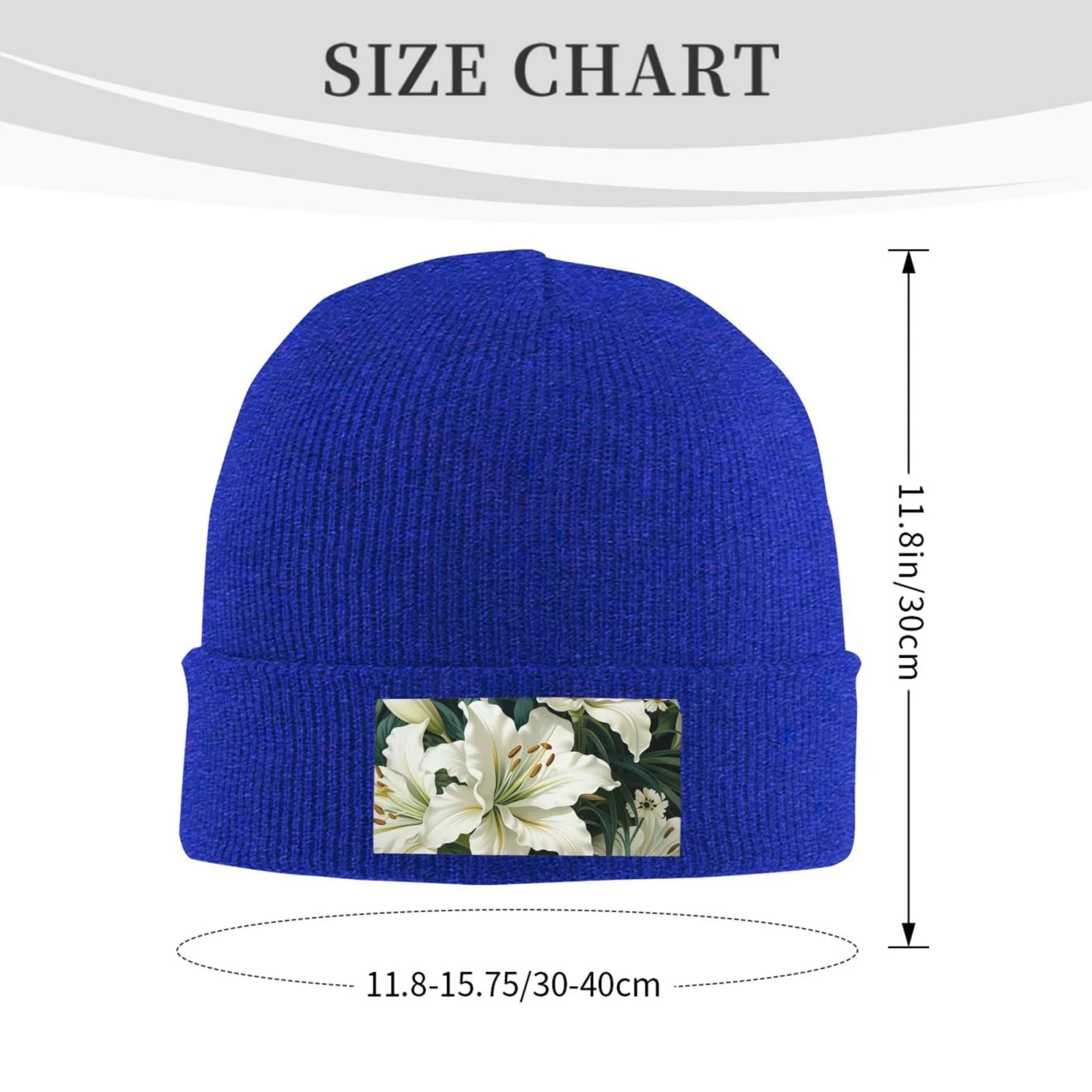 Шапка-бини с узором лилий для женщин, зимняя теплая вязаная, фото №2 Шапка-бини с узором лилий для женщин, зимняя теплая вязаная, фото №2