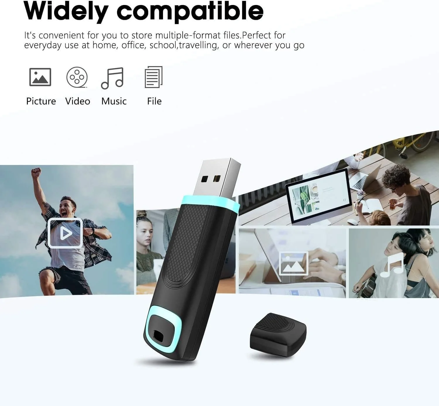 USB-флеш-накопичувач Vansuny 32GB USB 2.0 LED Cyan, фото №4
