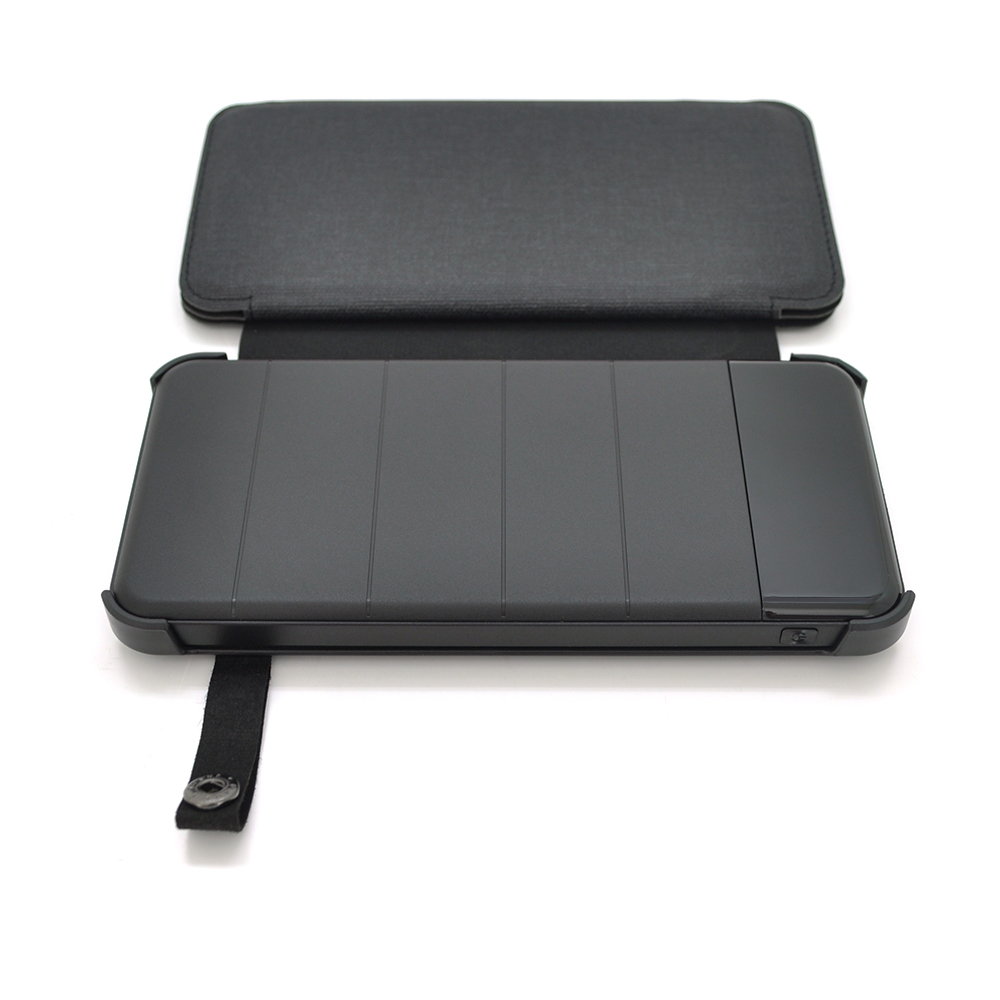 Power bank 12000 mAh Solar (5V/200mA), 2xUSB 5V/1A/2.1A, USB microUSB ударом захищений прорізаній корпус Black Corton BOX, фото №1