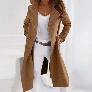 Жіноча куртка-піджак Вовняне пальто Довге з довгими рукавами synthetic.ua - Фото 1