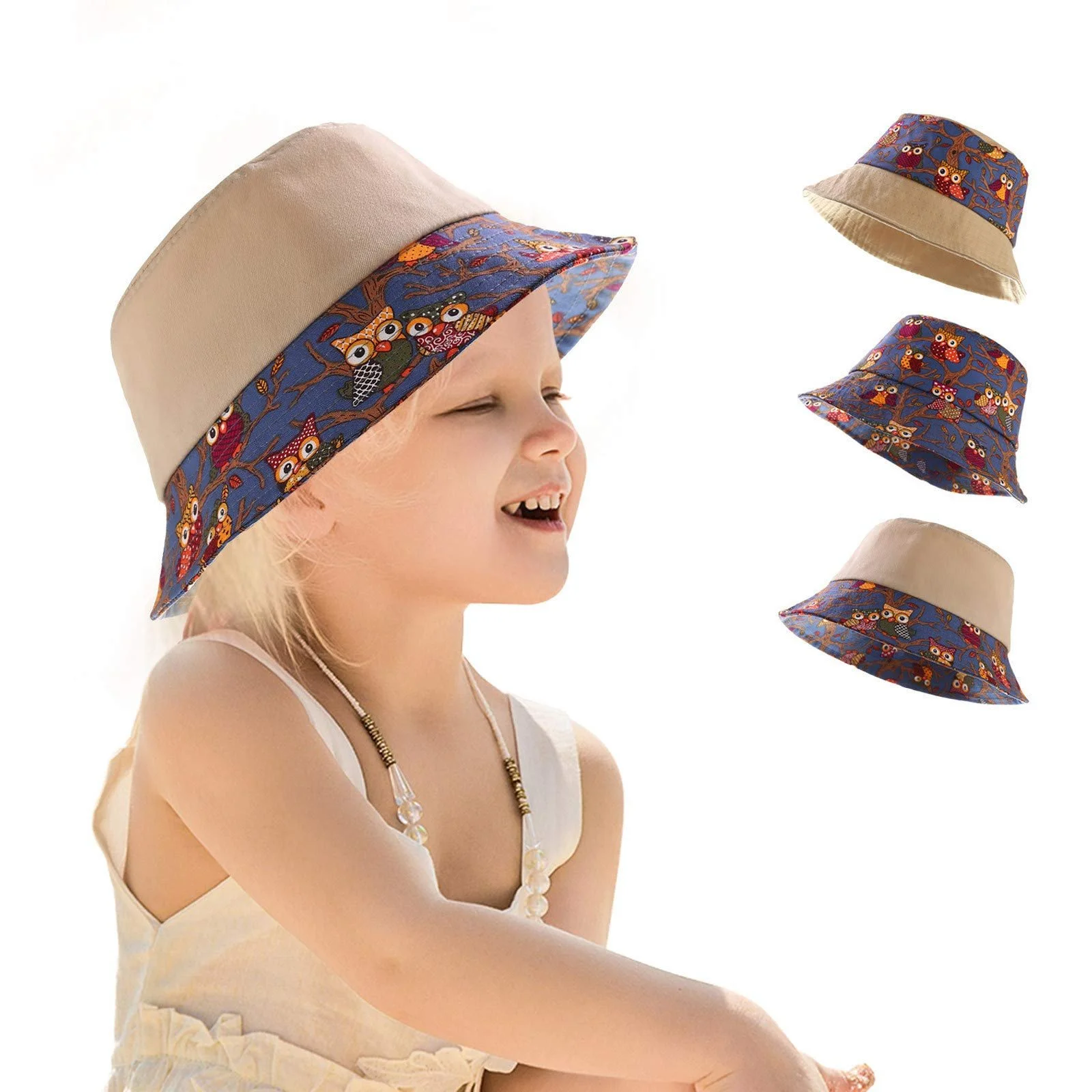 Панама Glücksvogel детская хлопковая с широкими полями UPF 50+ принтованная воздухопроницаемая, фото №2