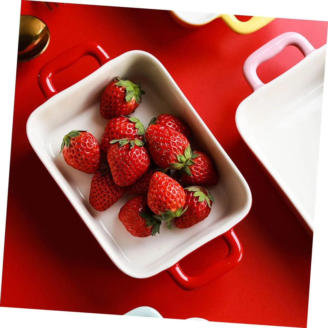 Форма для запекания SOIMISS керамическая с двумя ручками прямоугольная красная, фото №6