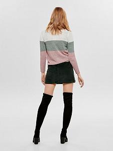 Пуловер ONLGEENA L/S BLOCK PULLOVER KNT NOOS 15161415-Cloud Dancer-Stripes:W. CHINOIS GREEN/ROS ONLY L synthetic.ua - Фото 1