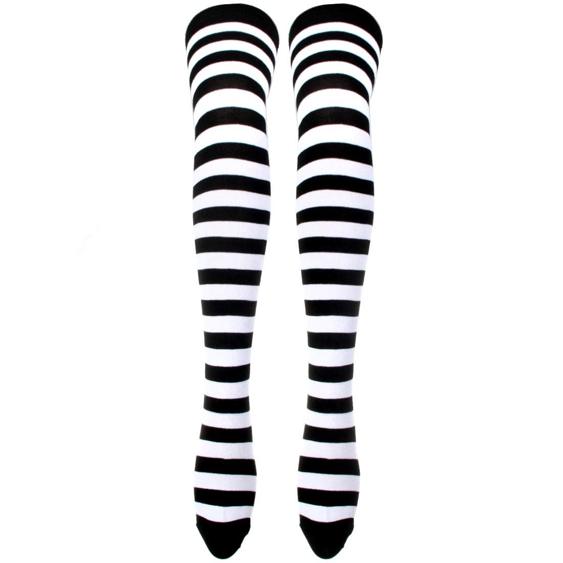 Гетры в полоску вязаные длинные носки выше колена чулки аксессуары для вечернего костюма 2 пары в наборе One Size Black/White, черный/белый, фото №2