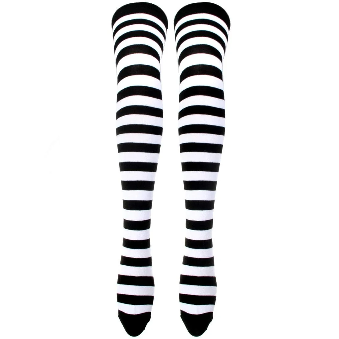 Гетры в полоску вязаные длинные носки выше колена чулки аксессуары для вечернего костюма 2 пары в наборе One Size Black/White, черный/белый, фото №2