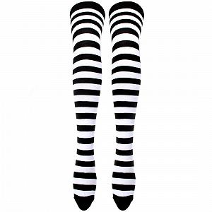 Гетры в полоску вязаные длинные носки выше колена чулки аксессуары для вечернего костюма 2 пары в наборе One Size Black/White, черный/белый synthetic.ua - Фото 1