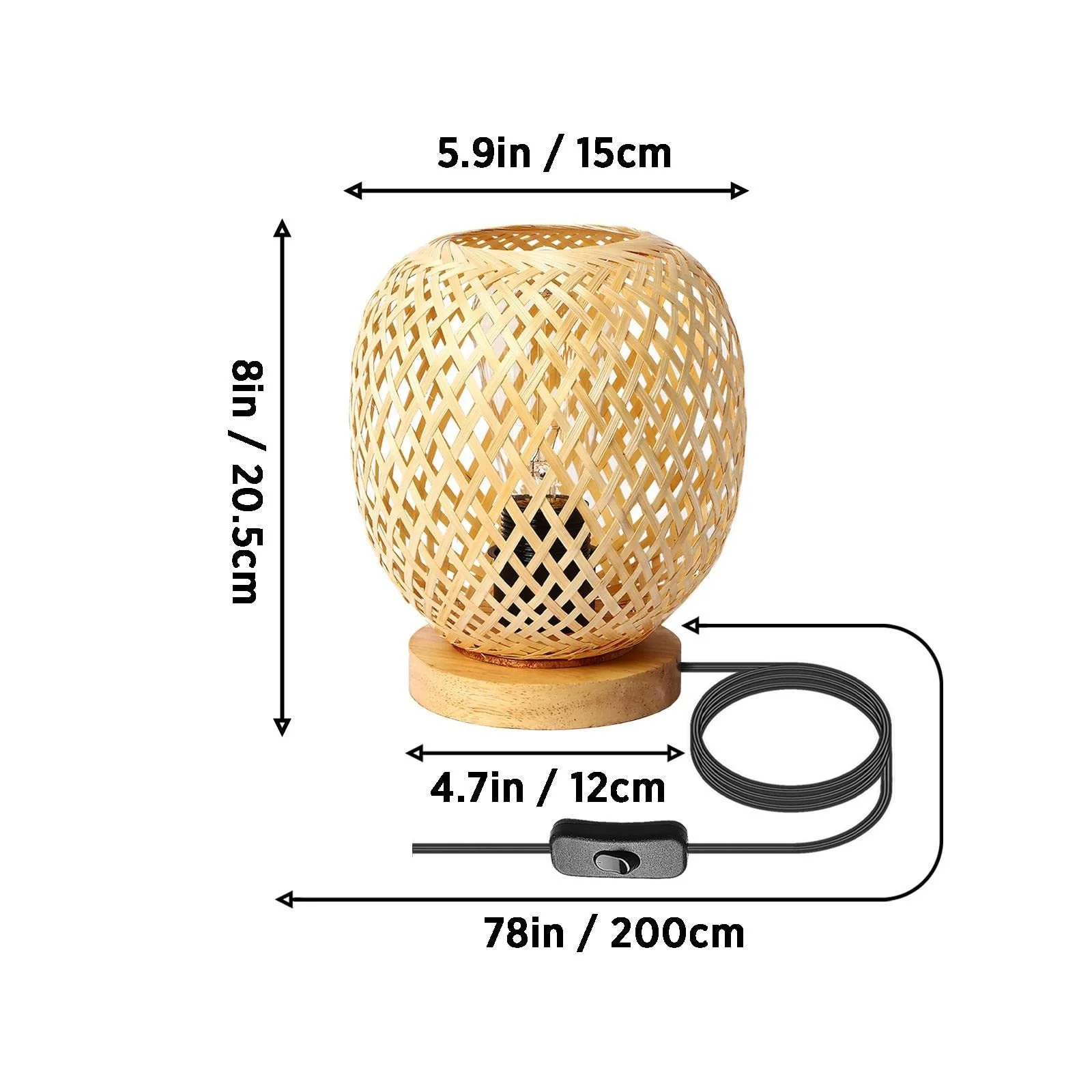 Настільна лампа perfk Rattan Плетена з дерев'яною основою в японському стилі, фото №3
