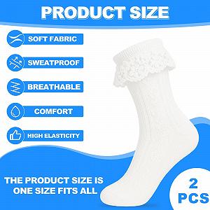 Женские носки для дирндля, 2 пары костюмных носков с рюшами, белые хлопковые носки для аксессуаров дирндля synthetic.ua - Фото 1