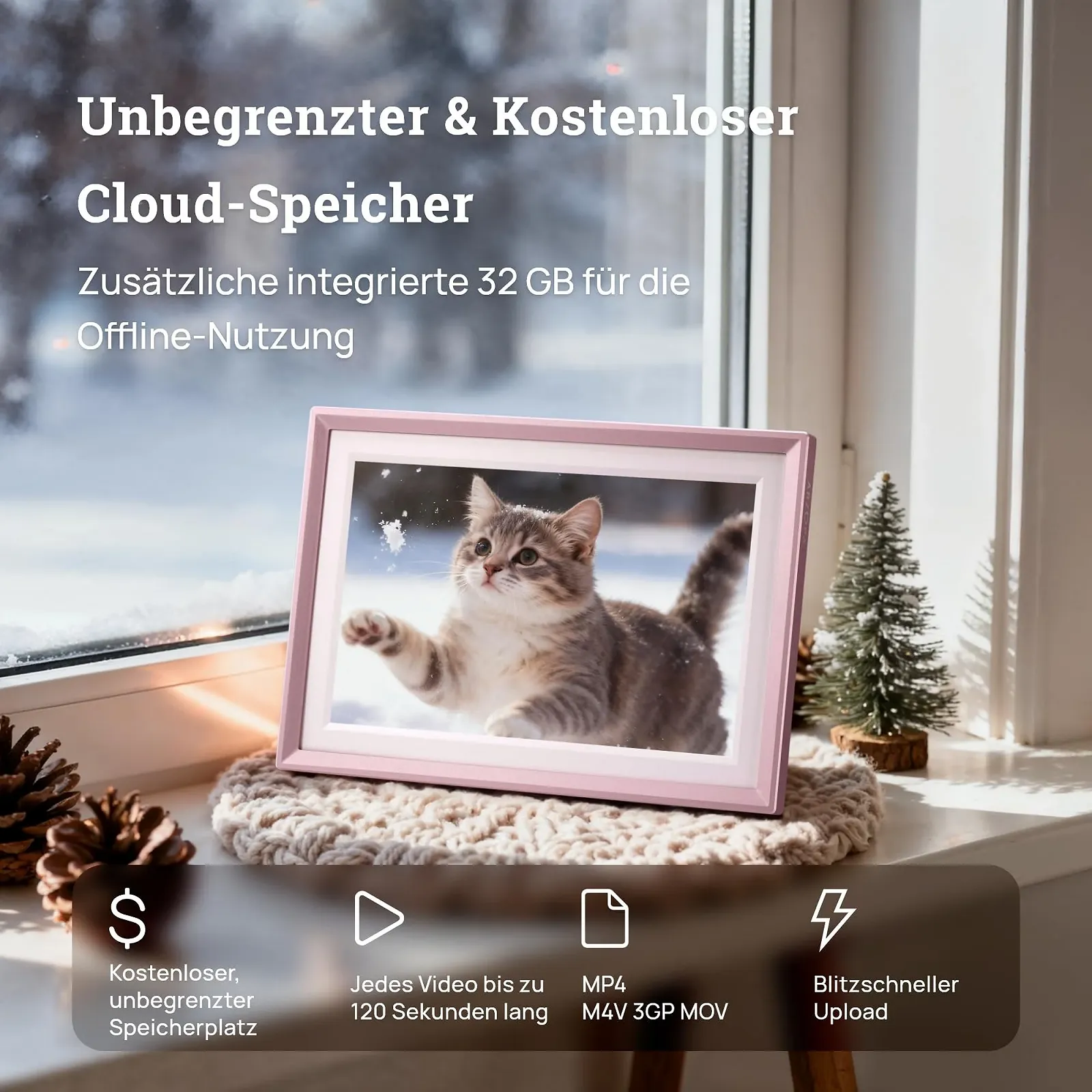 Цифровая фоторамка ARZOPA D10 10.1 дюйма HD Touchscreen WiFi Rose Gold, фото №2 Цифровая фоторамка ARZOPA D10 10.1 дюйма HD Touchscreen WiFi Rose Gold, фото №2