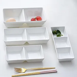 Керамическая тарелка JIHUOO с 2 отделениями Миска для соуса synthetic.ua - Фото 1