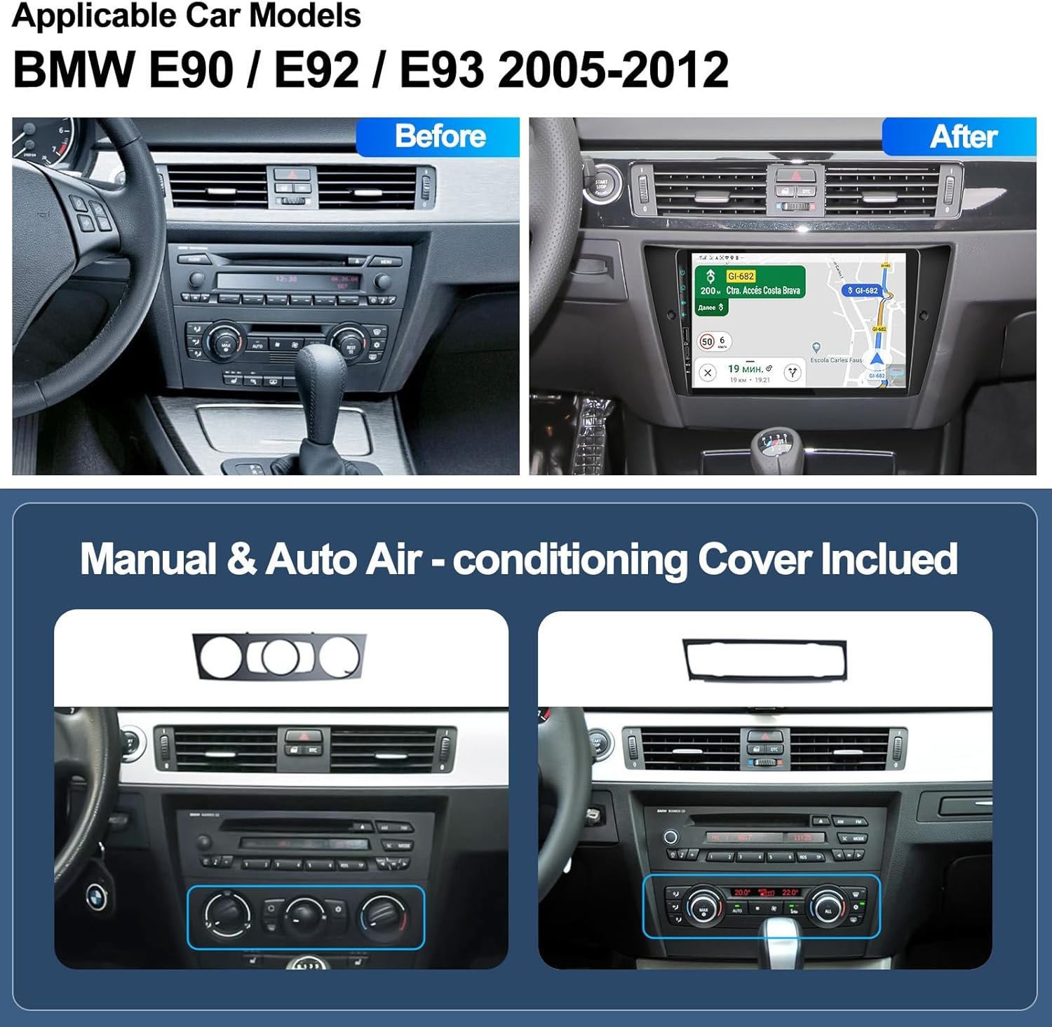 Штатная автомагнитола CAMECHO для BMW 3 Series E90 E91 E92 E93 2005-2011 / 9" / Сенсорная / 2/64Гб / Android 12 / Apple CarPlay / Android Auto / Bluetooth / WI-FI / GPS / FM / USB, фото №2