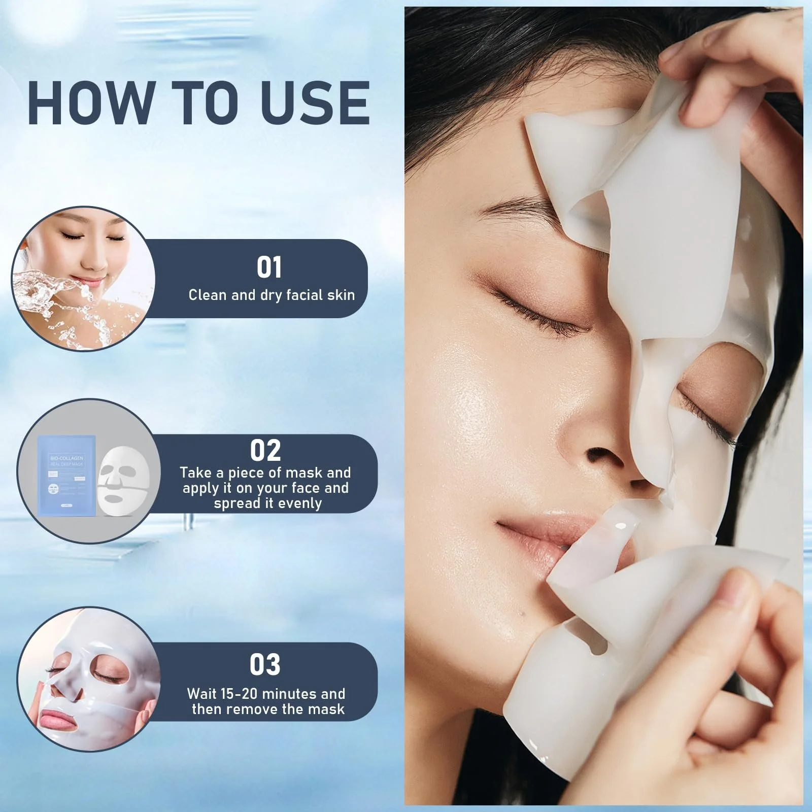 Маска для обличчя Collagen Organic, набір 4 шт, нічна, фото №5 Маска для обличчя Collagen Organic, набір 4 шт, нічна, фото №5