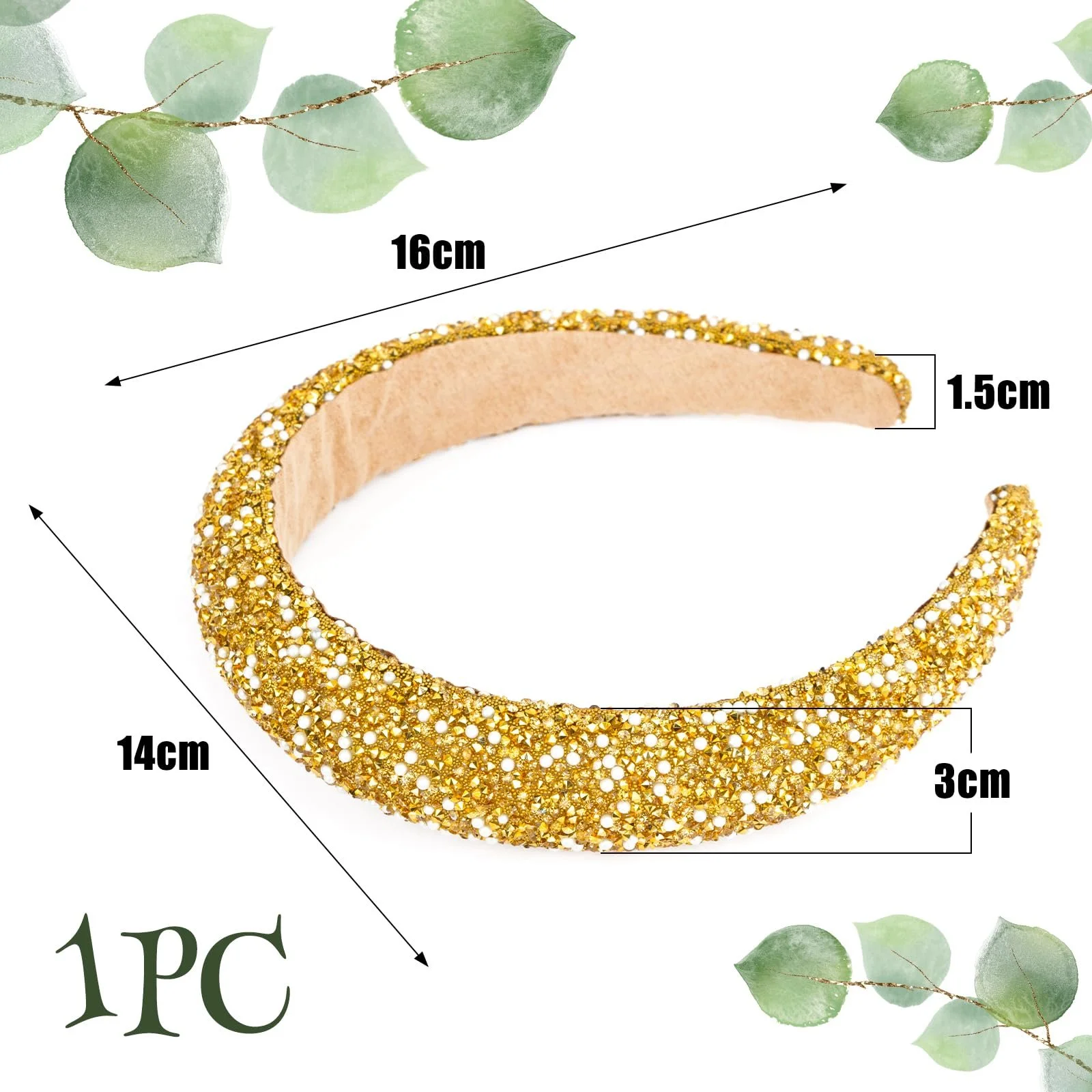 Жіночий обруч Блискучий обруч з Rhinestone Широкий, фото №3