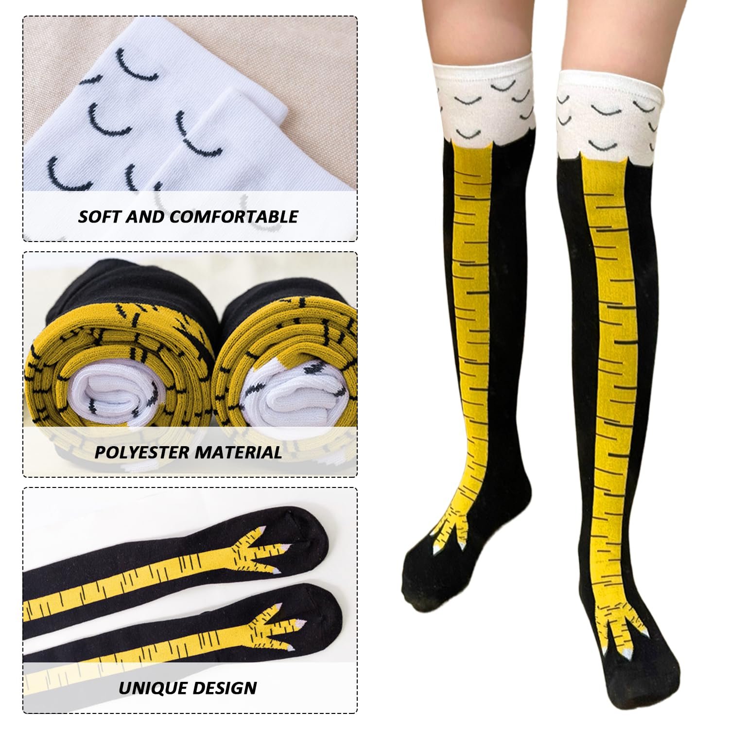 Гольфы Куриные лапки Черно-белые 2 пары, фото №3