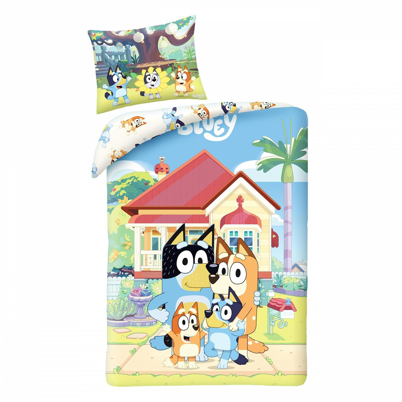 Постільна білизна Bluey 100% бавовна, 100 x 135 см, 40 x 60 см, різнокольорова, з блискавкою, фото №4