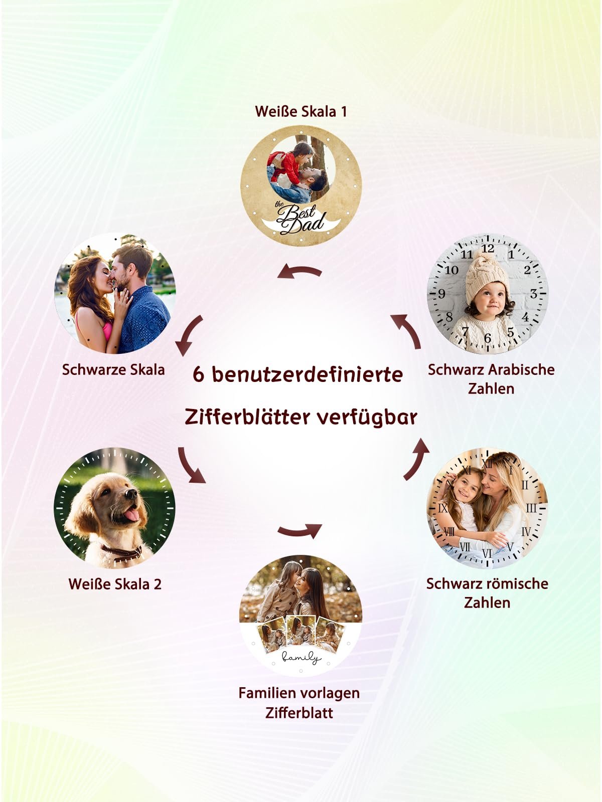 Часы Кварцевые Аналоговые Кожаный Ремешок с Фотогравировкой JSDDE Персонализированные для Мужчин и Женщин, фото №5