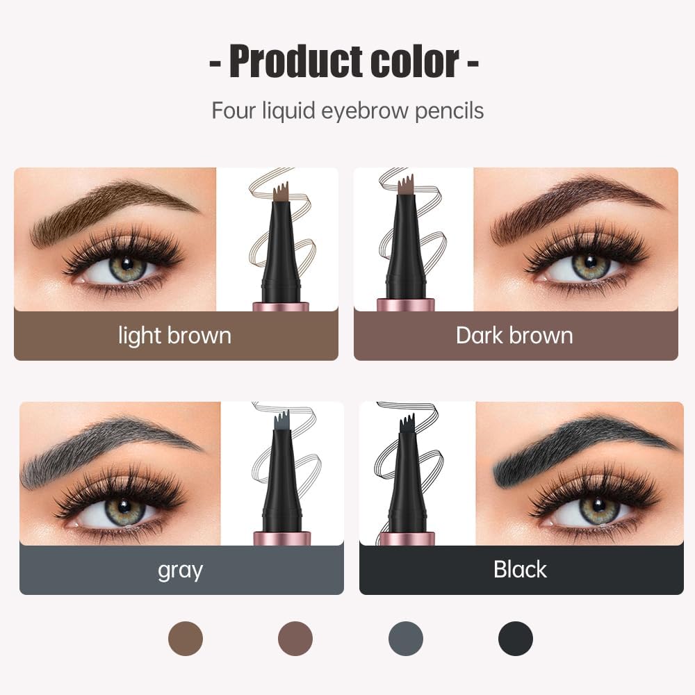 Олівець для брів Magic Waterproof 3D Microblading Eyebrow Pencil Contour Pen 4 Tips Grey, фото №3