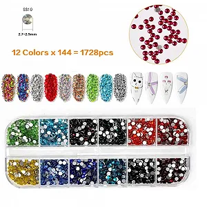 Стразы для ногтей Плоские круглые 4608 шт., Набор кристаллов для ногтей, микс 12 цветов (SS10) и 6 размеров (SS4-SS16), хрустально-белый и хрустально-белый AB synthetic.ua - Фото 1