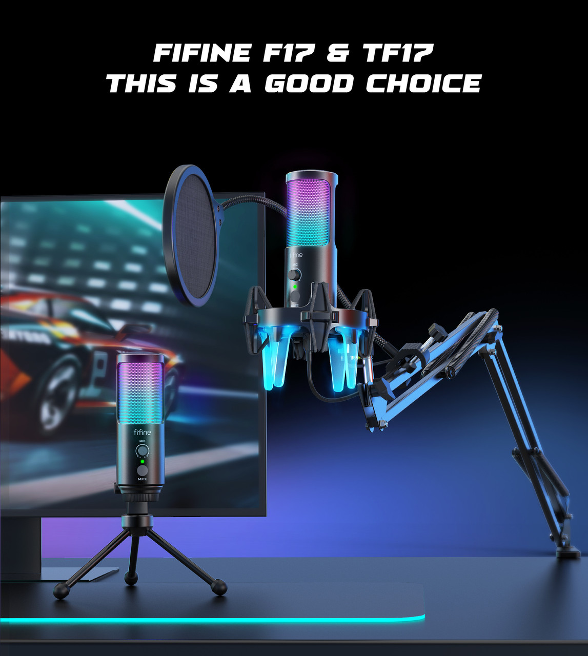 Студийный микрофон с подсветкой Fifine F 17 Gaming Microphone, фото №3