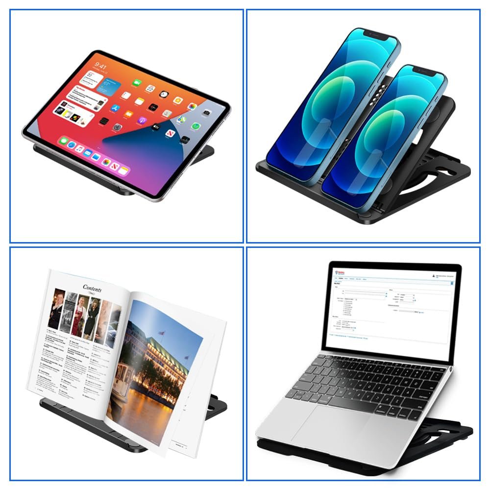 Подставка для ноутбука складная, регулируемая на 8 уровней, черная, ABS держатель для ноутбука, вентилируемая, эргономичная, совместима с большинством ноутбуков, фото №7 Подставка для ноутбука складная, регулируемая на 8 уровней, черная, ABS держатель для ноутбука, вентилируемая, эргономичная, совместима с большинством ноутбуков, фото №7