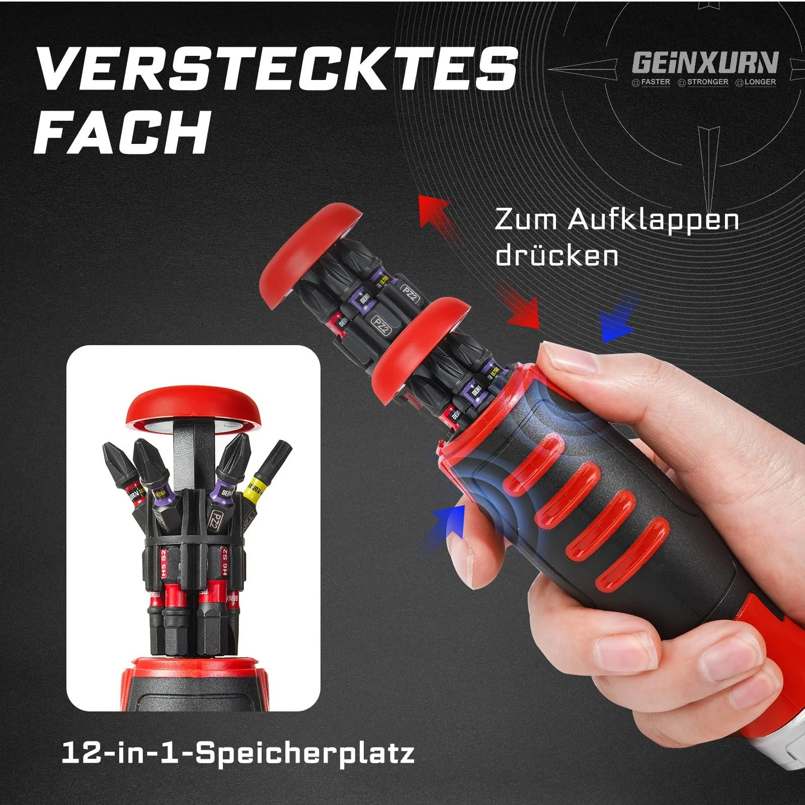 Набір реверсивних викруток 19 предметів з бітами та торцевими ключами Магнітний TPE рукоятка, фото №3