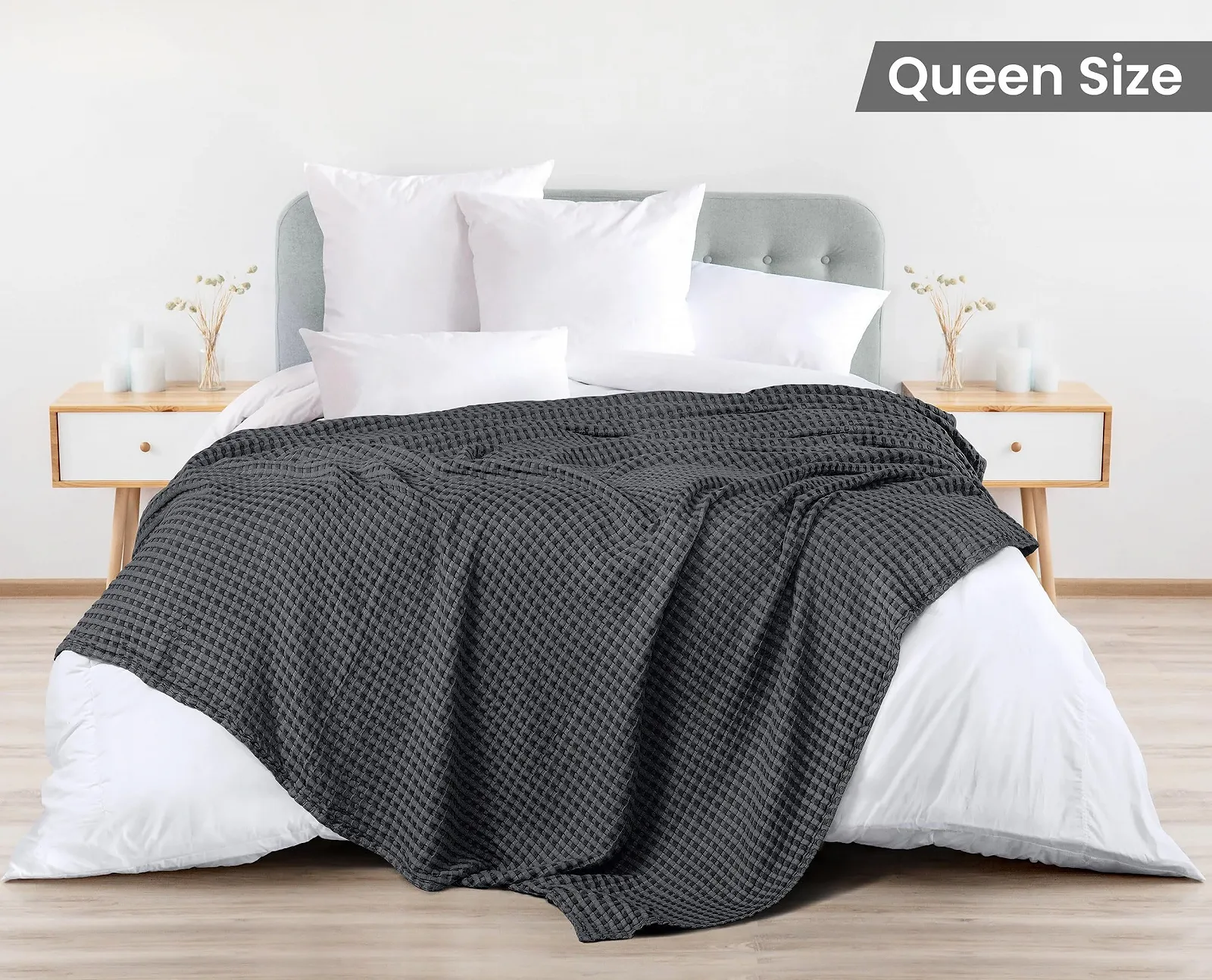 Вафельна Покривало Utopia Bedding Бавовна 228 x 228 см, М'яка, фото №2