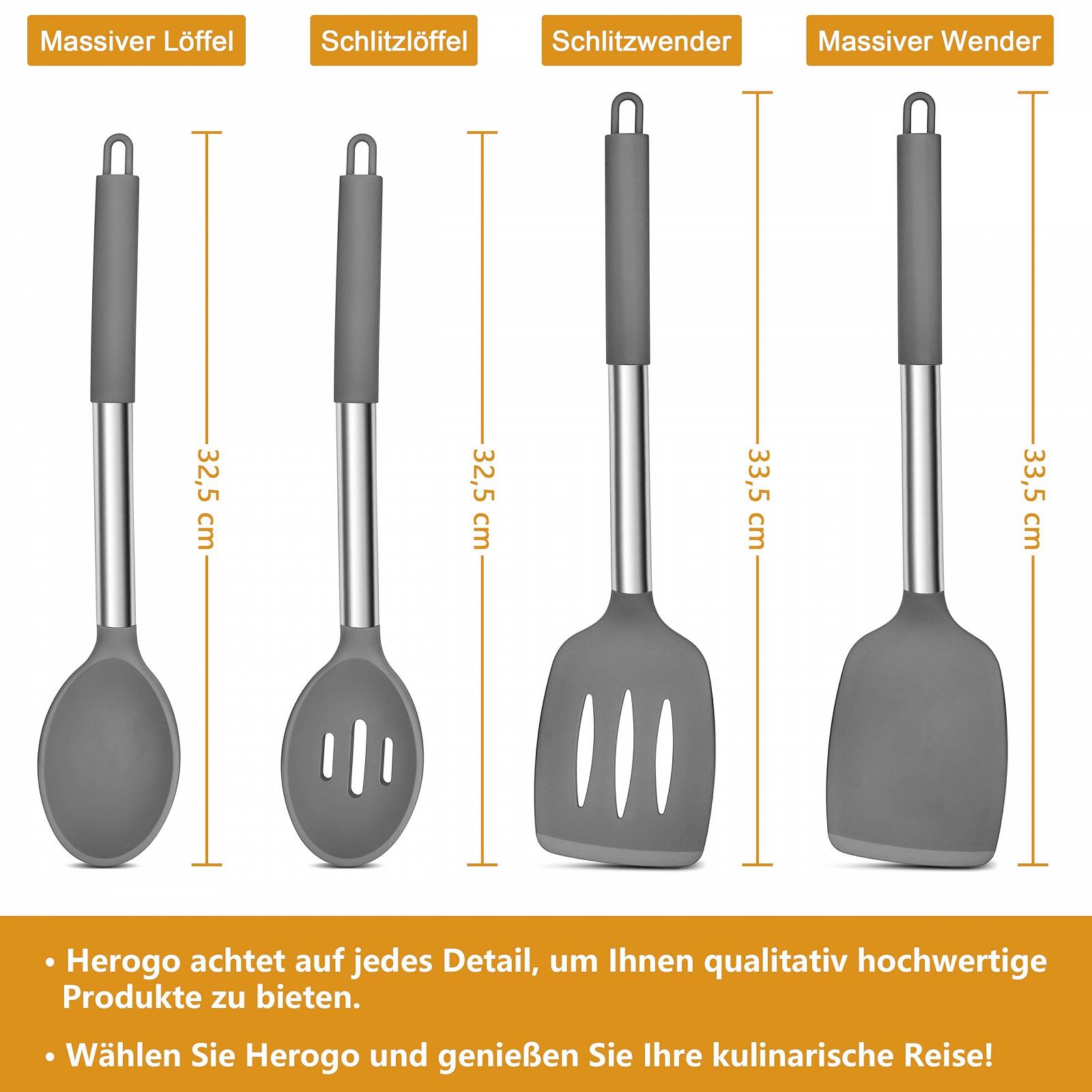 Набор кухонных принадлежностей Herogo Silicone Stainless Steel Handle Grey Pack of 8, фото №7 Набор кухонных принадлежностей Herogo Silicone Stainless Steel Handle Grey Pack of 8, фото №7