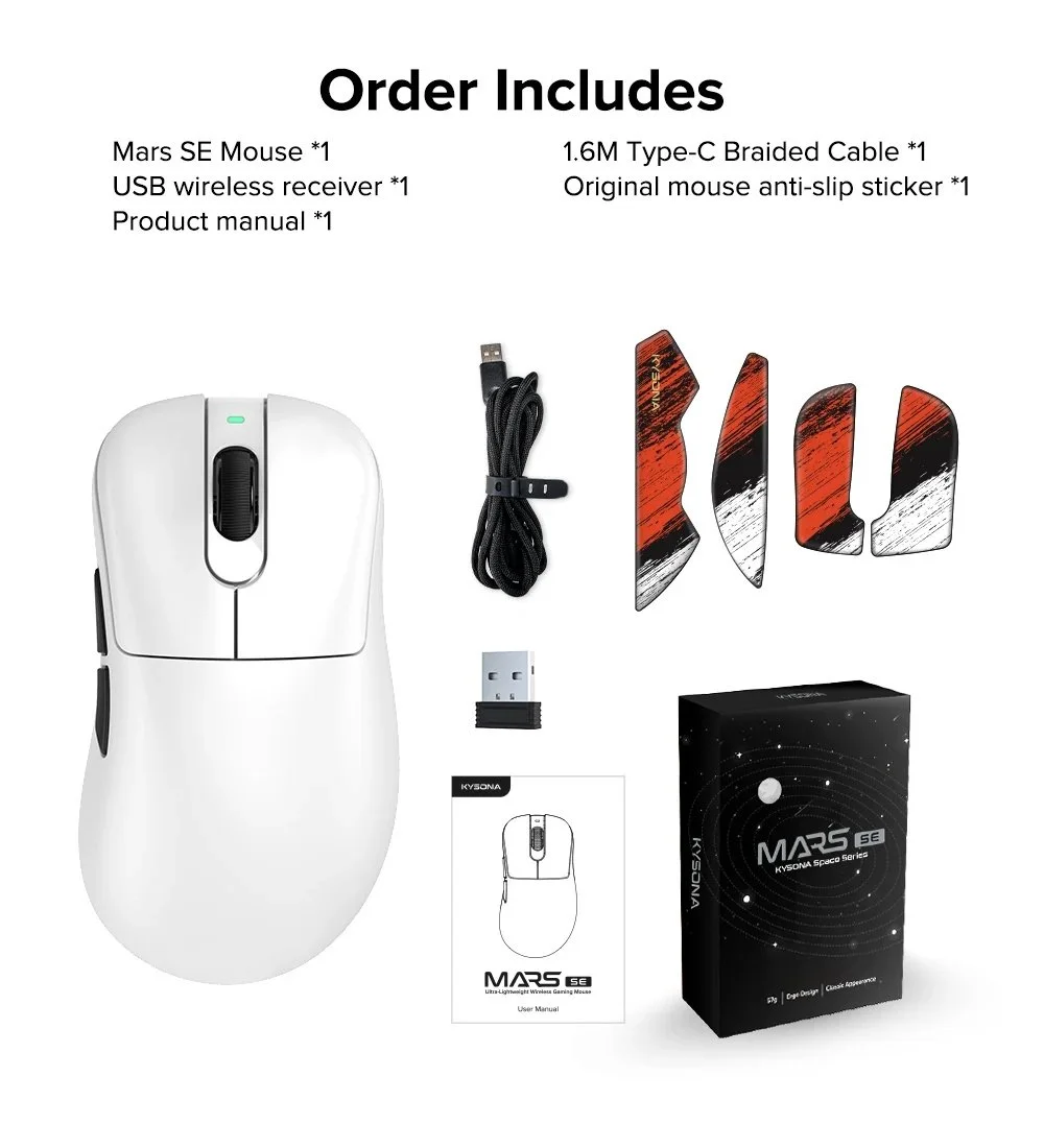 Ігрова мишка KYSONA Mars SE White PAW3311 24000DPI 1000Гц, фото №15