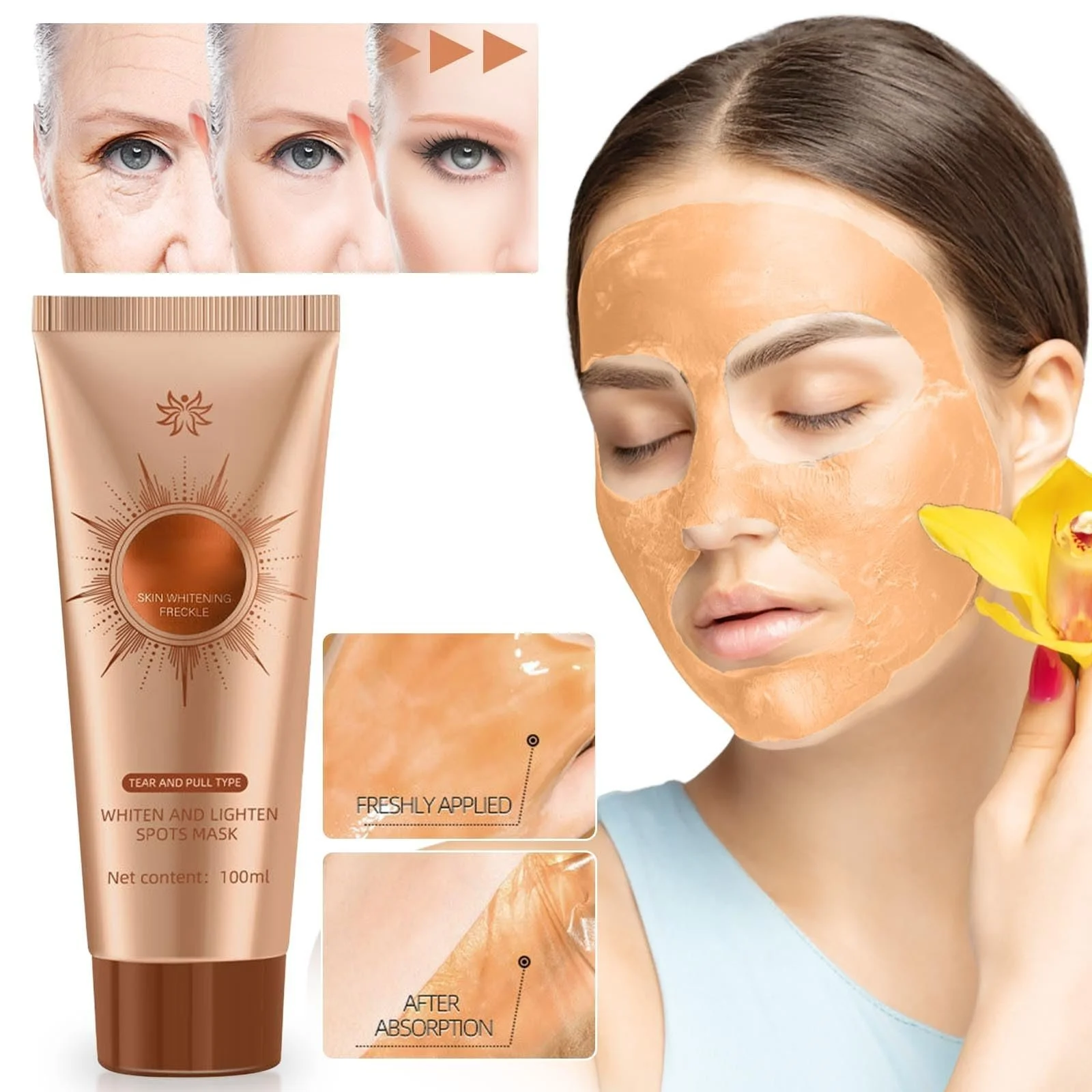 Маска для обличчя Parowu Brightening and Stain Removal, трав'яна маска-плівка проти зморшок (3 шт), фото №5