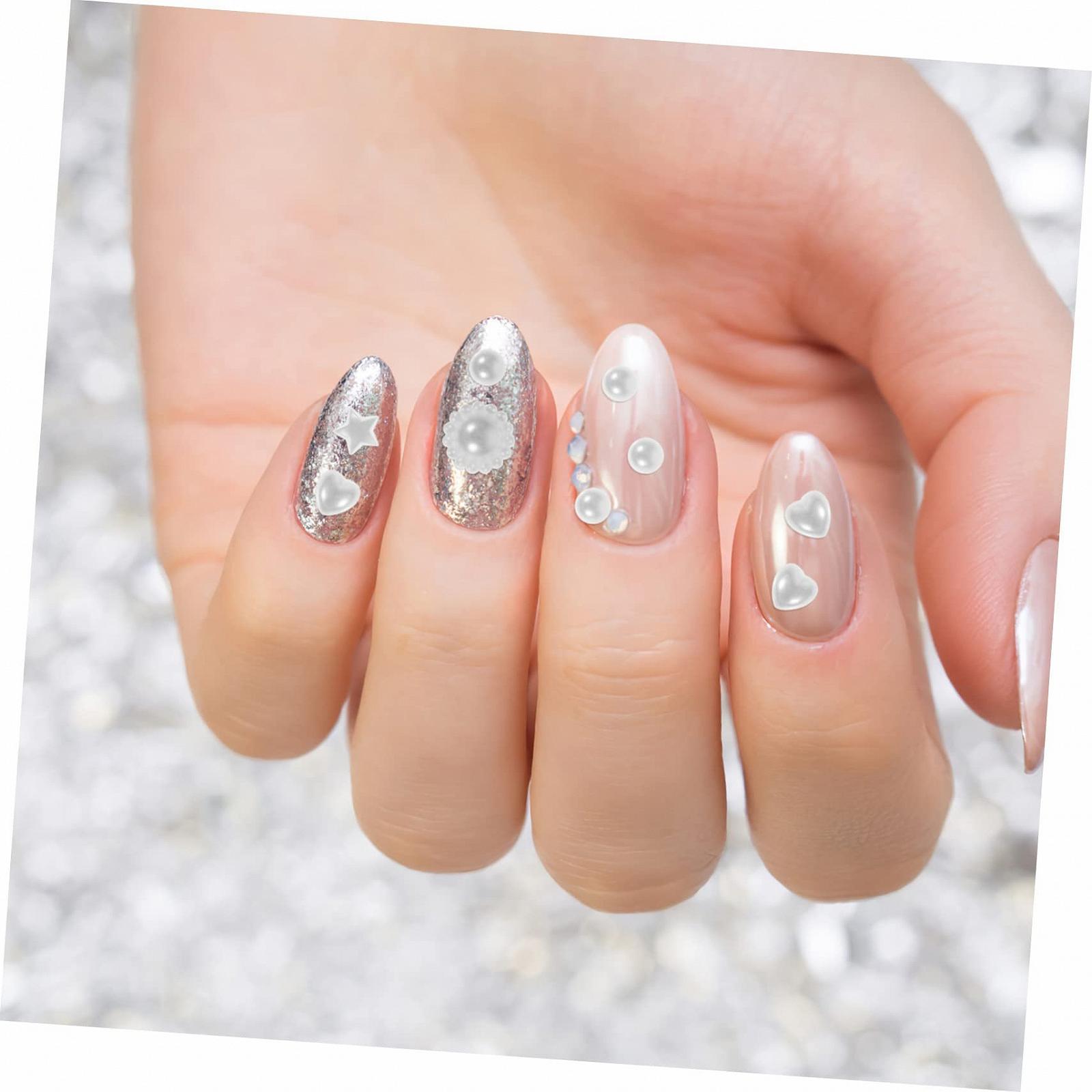 Украшения для ногтей Mikinona 4 taschen Herz-perlen Stern-schleife Kleine Kunststoffornamente Handgefertigte Nageldeko Bastelornamente Diy-schmuckzubeh, фото №5