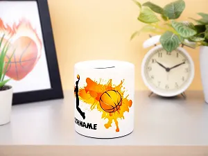 Копилка керамическая баскетбольный мяч персонализированная белая 9.5х8.2 см synthetic.ua - Фото 1